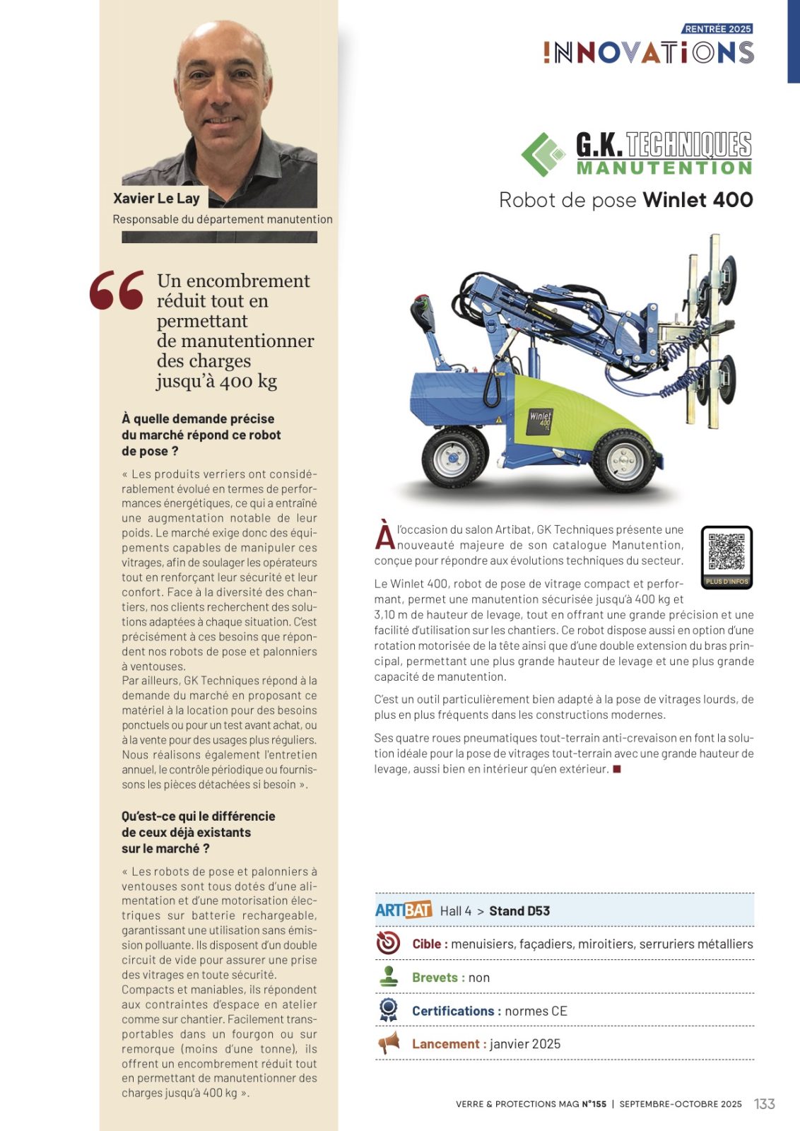 VPM155_GK Techniques Robot de pose vitrine glace